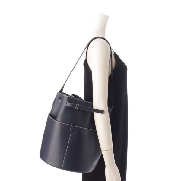 アニヤハインドマーチ Anya Hindmarch Return to Nature Bucket Bag レザー バケットバッグ ショルダーバッグ  ネイビー 中古 通販 retro レトロ