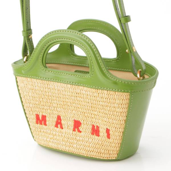 マルニ(Marni) TROPICALIA ラフィア レザー マイクロ ショルダーバッグ