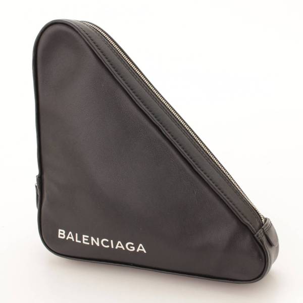 BALENCIAGA バレンシアガ ロゴ トライアングルレザークラッチバッグ