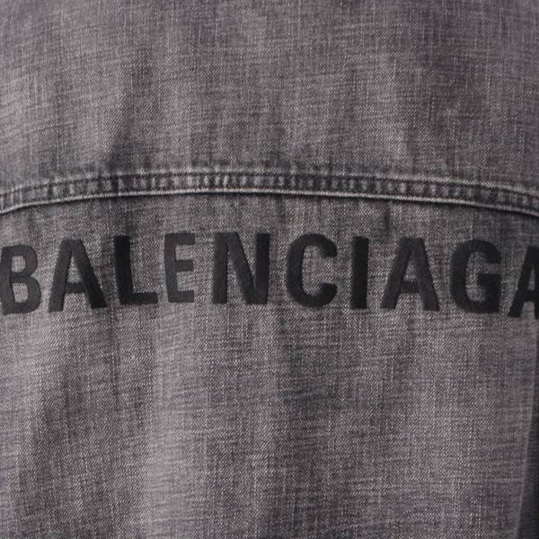 バレンシアガ Balenciaga 19年 オーバーサイズ バックロゴ刺繍 デニムジャケット 620746 グレー 34 中古 通販 retro レトロ