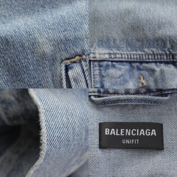 バレンシアガ Balenciaga 22SS メンズ ロゴ刺繍 オーバーサイズ デニムジャケット 671889 インディゴブルー XS 中古 通販  retro レトロ