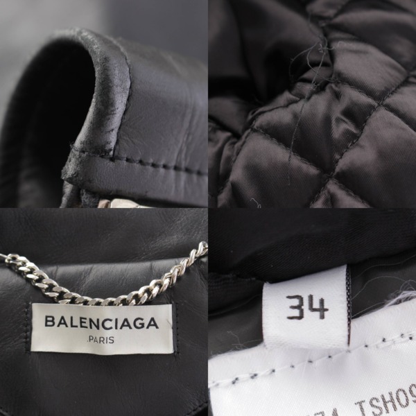 バレンシアガ Balenciaga 18SS スウィングバイカー レザー ダブルライダースジャケット カウハイド ブラック 34 中古 通販  retro レトロ