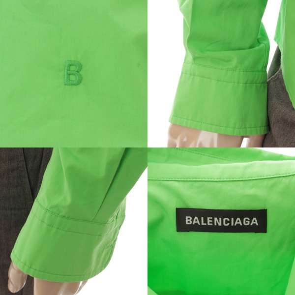 バレンシアガ(Balenciaga) コットン ロゴ刺繍 ボタンダウンシャツ 長袖 556898 TYB18 グリーン 38 中古 通販 retro  レトロ