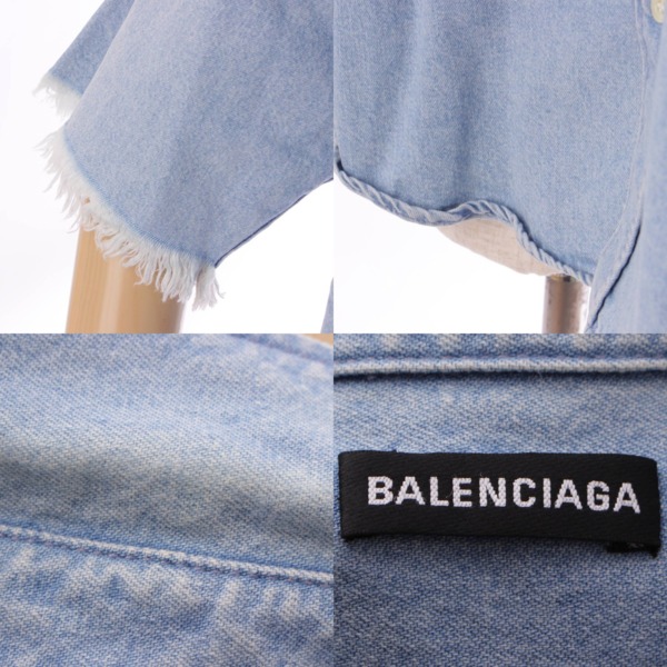 バレンシアガ(Balenciaga) 18SS 半袖 ボタンダウン デニムシャツ 571368 ブルー 39 中古 通販 retro レトロ