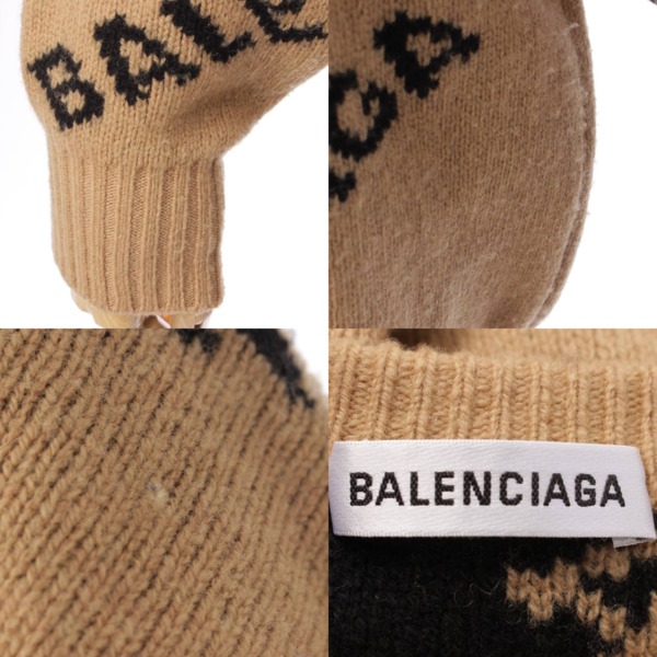 バレンシアガ(Balenciaga) 19年 ロゴジャガード ウール オーバーサイズ ニット トップス 581027 ベージュ S 中古 通販  retro レトロ