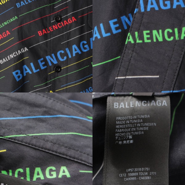 バレンシアガ Balenciaga メンズ 19SS ロゴ 半袖 シャツ ブラウス 556869 ブラック×マルチカラー 38 中古 通販 retro  レトロ