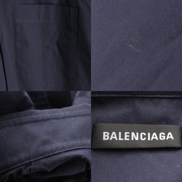 バレンシアガ Balenciaga メンズ バックロゴ コットン 半袖 シャツ ブラウス 534334 ネイビー 38 中古 通販 retro レトロ