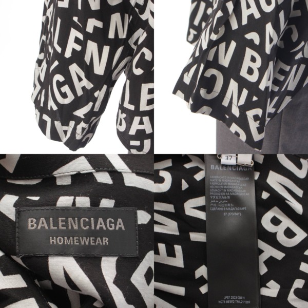 バレンシアガ Balenciaga 23SS メンズ ロゴプリント オールオーバー シャツ ホームウェア 681812 ブラック 37 中古 通販  retro レトロ