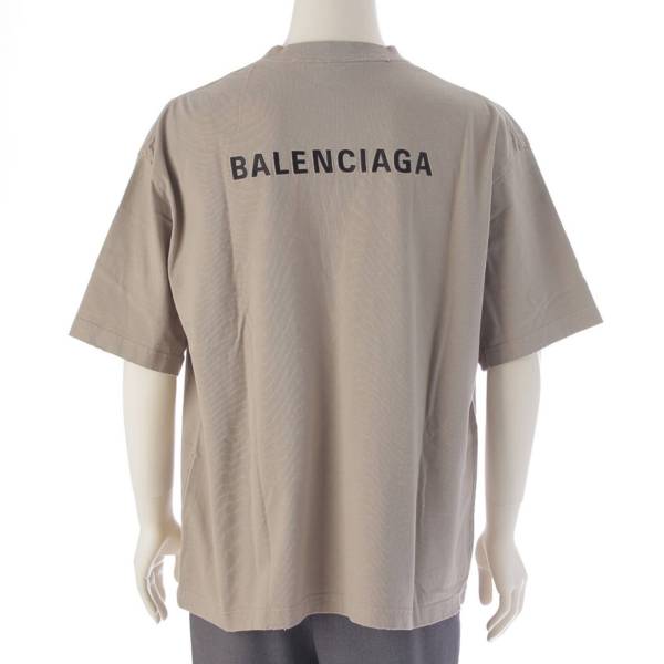 バレンシアガ Balenciaga 22AW メンズ ロゴ ダメージ加工 コットン Tシャツ カットソー 612966 グレージュ XL 中古 通販  retro レトロ