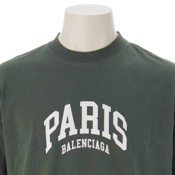 バレンシアガ Balenciaga 21SS メンズ ロゴプリント ビッグシルエット Tシャツ カットソー 612966 グリーン S 中古 通販  retro レトロ