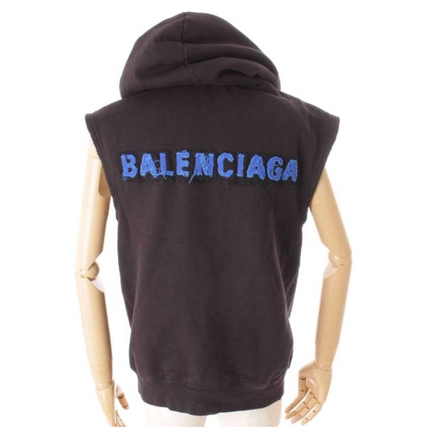 バレンシアガ(Balenciaga) 17年 バック ロゴ ノースリーブ フーディー