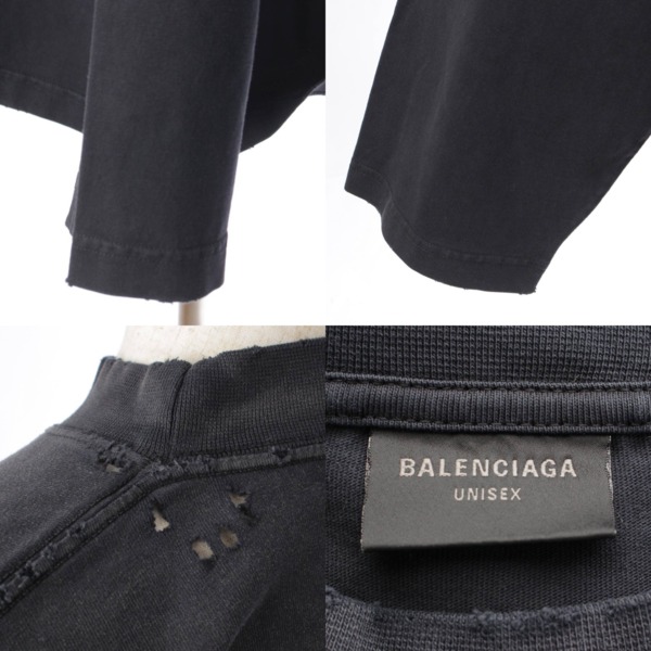 バレンシアガ(Balenciaga) TAPE TYPE ユーズド＆ウォッシュアウト加工 オーバーサイズ ロングシャツ ブラック 2 中古 通販  retro レトロ