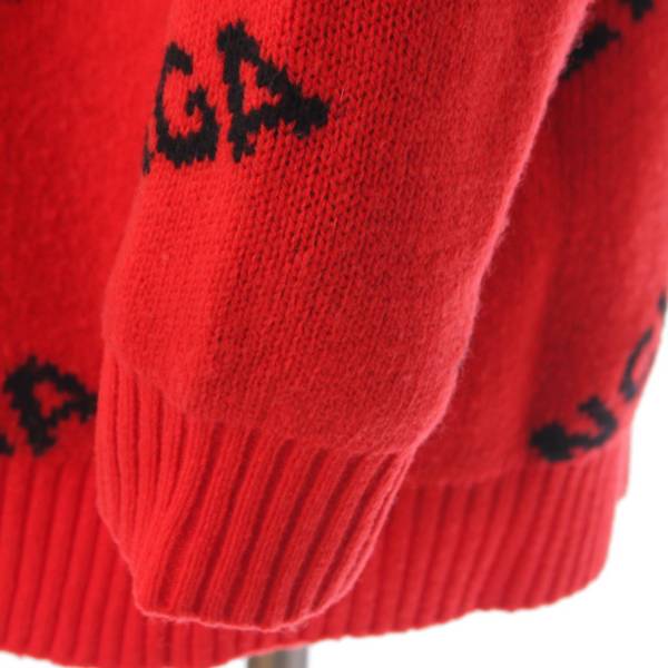 バレンシアガ(Balenciaga) ALLOVER LOGO CREW KNIT ロゴ ヴァージンウール セーター 542601 レッド XS 中古  通販 retro レトロ