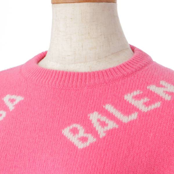 バレンシアガ(Balenciaga) ALL OVER LOGO CREW KNIT オーバーサイズ クルーネック ウール セーター ピンク 中古  通販 retro レトロ