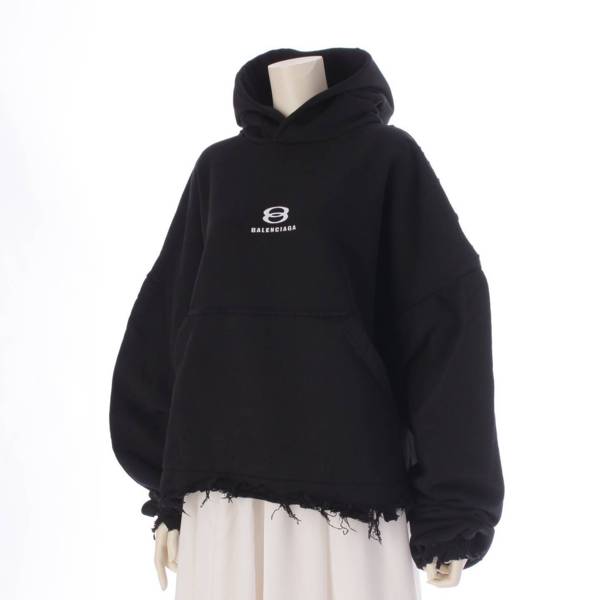 バレンシアガ Balenciaga 24SS UNITY SPORTS ICON ダメージ クロップド パーカー783397 ブラック 2 中古 通販  retro レトロ