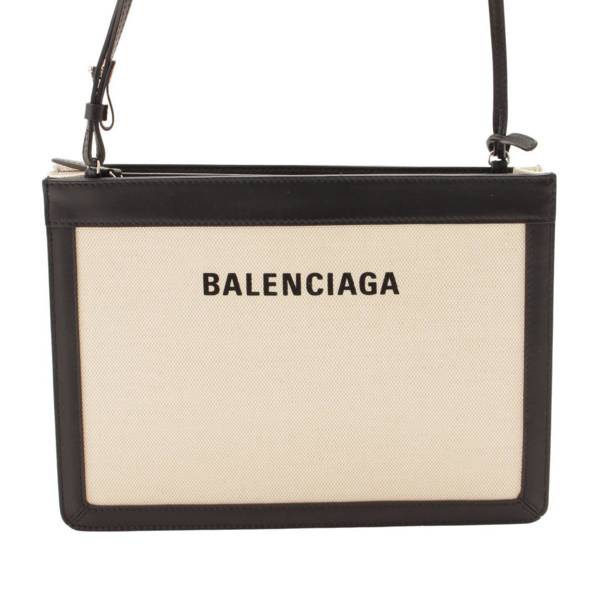 バレンシアガ(Balenciaga) ネイビーポシェット キャンバス レザー 
