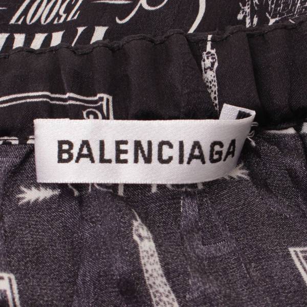 バレンシアガ(Balenciaga) 19SS シルク ロゴ総柄 ドレープスカート 