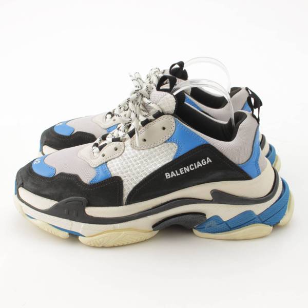 バレンシアガ(Balenciaga) メンズ トリプルS レザー メッシュ スニーカー 536737 ホワイト×ブルー 42 中古 通販 retro  レトロ