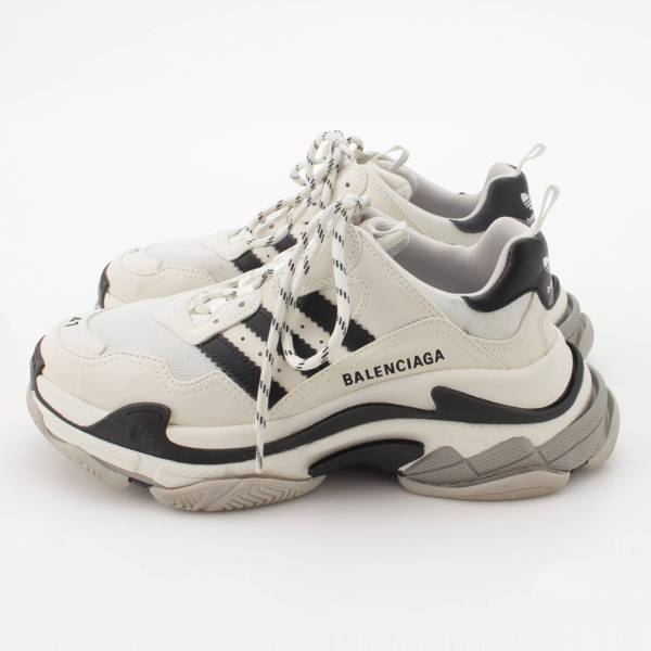 バレンシアガ Balenciaga メンズ アディダス トリプルS レザー×メッシュ スニーカー 712821 ホワイト 41 中古 通販 retro  レトロ