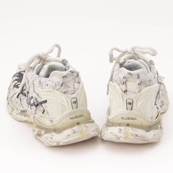 バレンシアガ Balenciaga メンズ RUNNER GRAFFITI ユーズド加工 メッシュ スニーカー 677403 ホワイト 41 中古  通販 retro レトロ