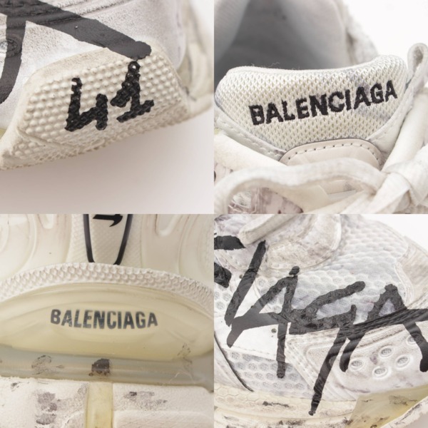 バレンシアガ Balenciaga メンズ RUNNER GRAFFITI ユーズド加工 メッシュ スニーカー 677403 ホワイト 41 中古  通販 retro レトロ