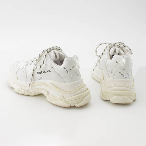 バレンシアガ Balenciaga メンズ トリプルS オールオーバーロゴ レザー スニーカー ホワイト 41 中古 通販 retro レトロ