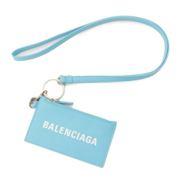 バレンシアガ(Balenciaga) ストラップ付き ロゴ レザー コインケース