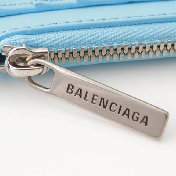 バレンシアガ Balenciaga レザー L字ファスナー フラグメントケース カードケース コインケース 736734 ブルー 中古 通販  retro レトロ