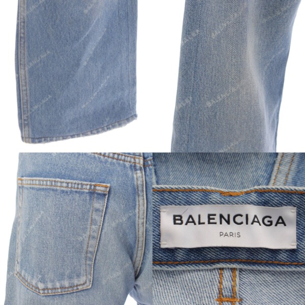 バレンシアガ(Balenciaga) 17年 ロゴ ストレート デニム パンツ ジーンズ 493970 ブルー 24 中古 通販 retro レトロ