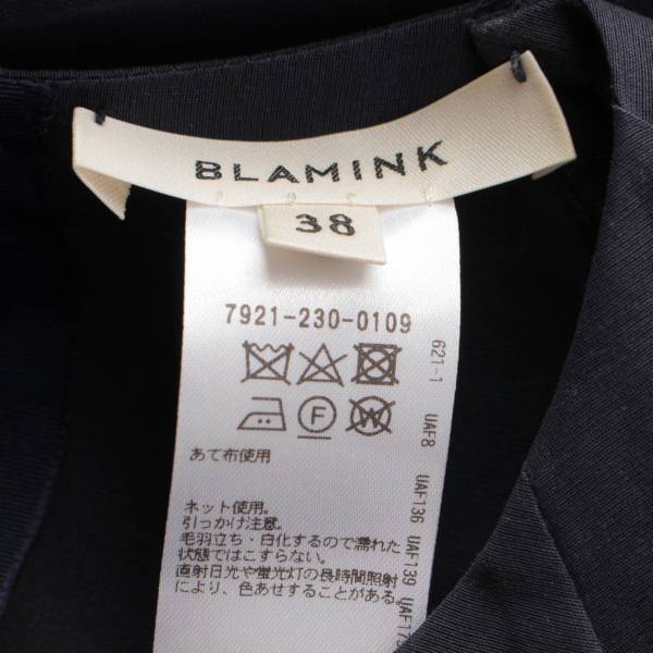 ブラミンク BLAMINK シルク コットン ノーカラーシャツ パフスリーブ