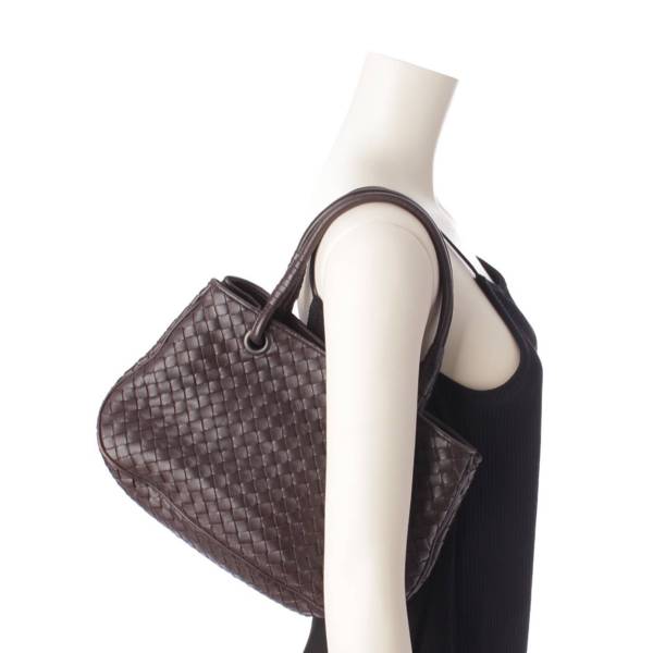 ボッテガヴェネタ Bottega Veneta イントレチャート サッチェル レザー ハンドバッグ 148323 エバノ 中古 通販 retro レトロ