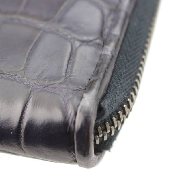 ボッテガヴェネタ Bottega Veneta マット クロコダイル ラウンドファスナー ウォレット 長財布 114076 ネイビー 中古 通販  retro レトロ