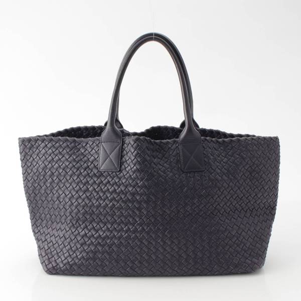 ボッテガヴェネタ Bottega Veneta イントレチャート カバMM レザー ポーチ付き トートバッグ ネイビー 中古 通販 retro レトロ