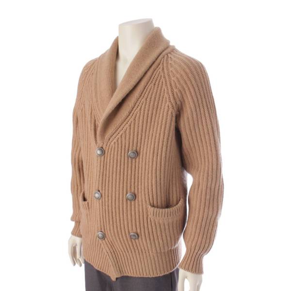 ブルネロ クチネリ Brunello Cucinelli メンズ カシミヤ ダブルブレスト ニット カーディガン ベージュ 48 中古 通販  retro レトロ