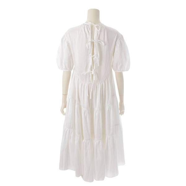 セシリーバンセン CecilieBahnsen パフスリーブ フレアワンピース ドレス ホワイト UK8 中古 通販 retro レトロ