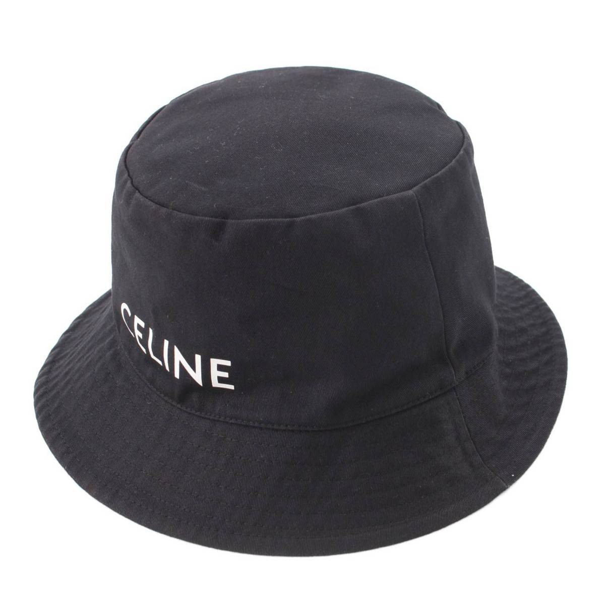 セリーヌ Celine メンズ ロゴ コットン混 バケットハット 帽子 2AUO4968P.38UB ブラック L 中古 通販 retro レトロ