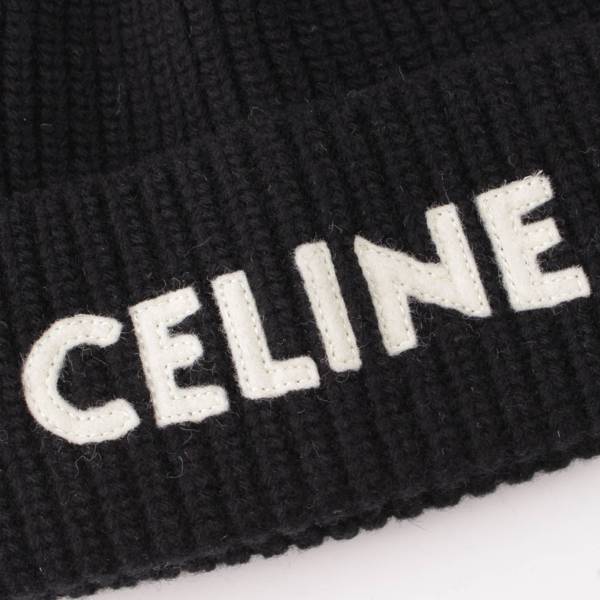セリーヌ(Celine) 22AW ロゴ エンブロイダリー ウール ニット 帽子
