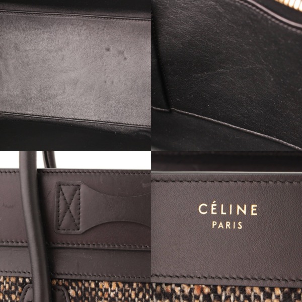 セリーヌ(Celine) セリーヌ ラゲージ ミニショッパー ツイード×レザー