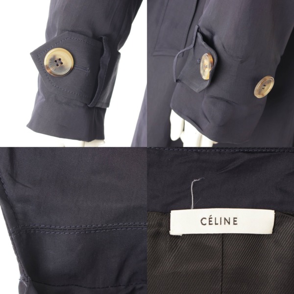 セリーヌ(Celine) シルク混 トレンチコート ビックシルエット 6464 ネイビー 34 中古 通販 retro レトロ