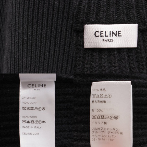 セリーヌ Celine メンズ ロゴパッチ クルーネック ウール ニット