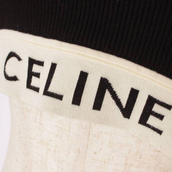 セリーヌ(Celine) ロゴトリム クロップド ノースリーブ リブトップス 