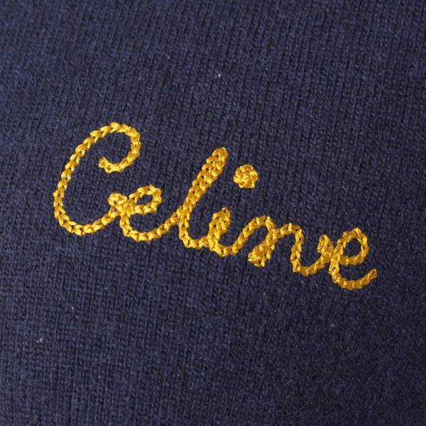 セリーヌ(Celine) ロゴ刺繍 ウールプルオーバー ニット トップス 2A07D959l ネイビー S 中古 通販 retro レトロ