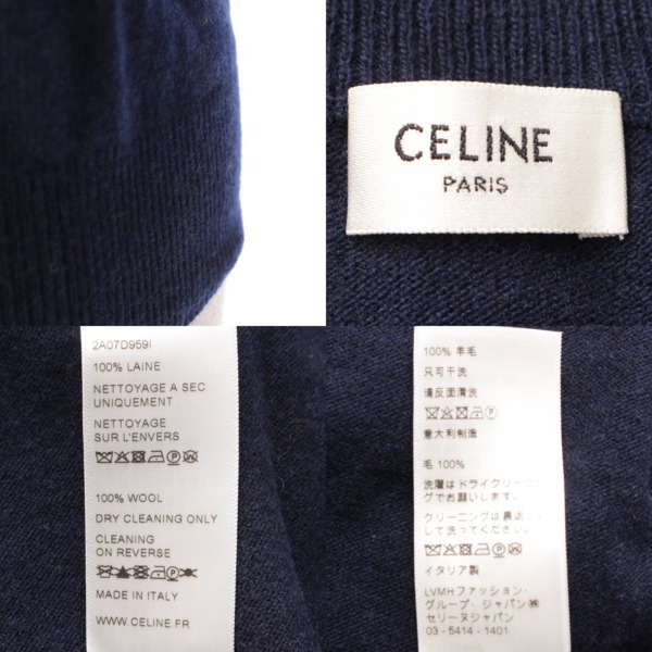 セリーヌ(Celine) ロゴ刺繍 ウールプルオーバー ニット トップス 2A07D959l ネイビー S 中古 通販 retro レトロ