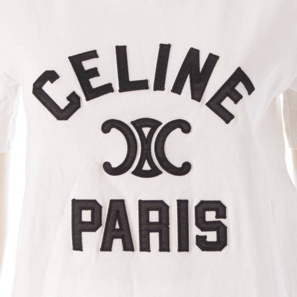 セリーヌ Celine トリオンフ ロゴ刺繍 半袖 Tシャツ カットソー 2X98C671Q ホワイト XS 中古 通販 retro レトロ