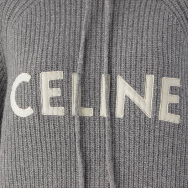 セリーヌ Celine 21AW リブニット ロゴフーディ― パーカー セーター トップス 2A36T423P グレー XS 中古 通販 retro  レトロ