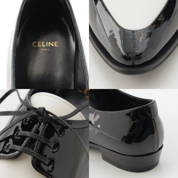 セリーヌ Celine パテントレザー レースアップ ドレスシューズ バイカラー ブラック ホワイト 37 中古 通販 retro レトロ