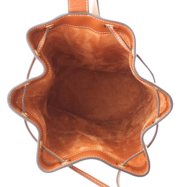 Vintage セリーヌ CELINE バッグ カーフレザー 巾着型 ショルダーバッグ レディース 鞄 オレンジ