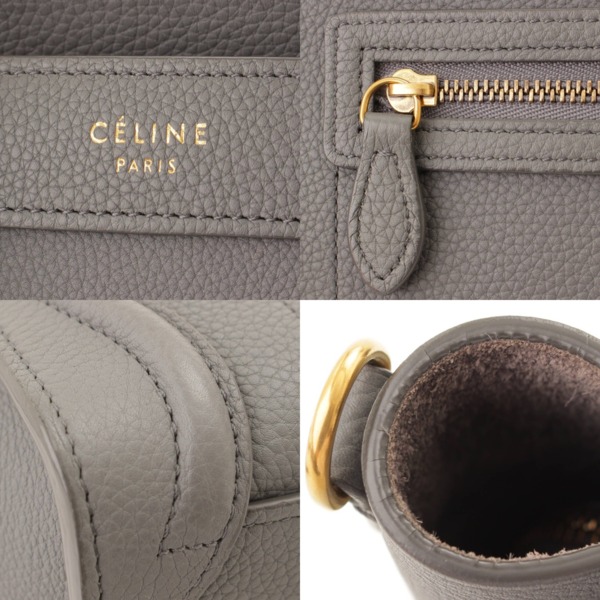 セリーヌ(Celine) ラゲージ ナノショッパー ドラムドカーフスキン 2WAY ショルダーバッグ 168243 グレー 中古 通販 retro  レトロ