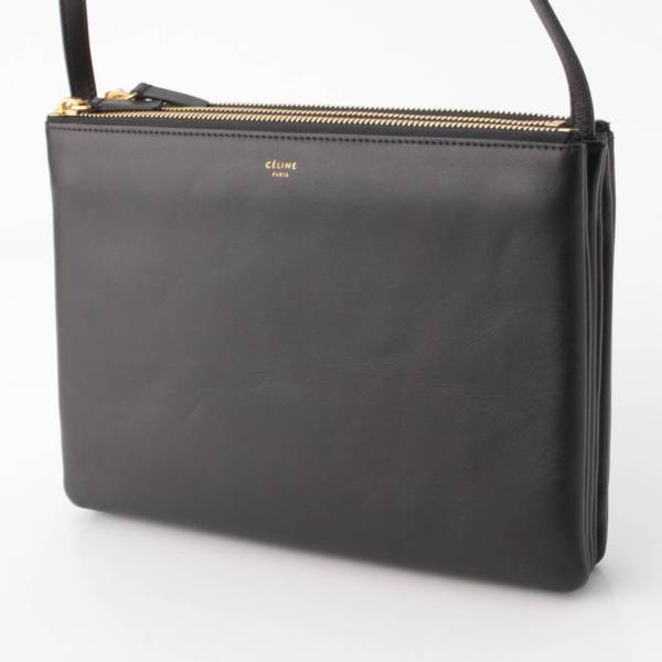 セリーヌ(Celine) トリオ スモール レザー ショルダーバッグ ポシェット 165113 ブラック 中古 通販 retro レトロ