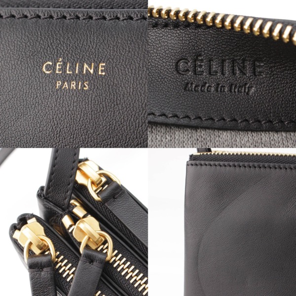 セリーヌ(Celine) トリオ スモール レザー ショルダーバッグ ポシェット 165113 ブラック 中古 通販 retro レトロ